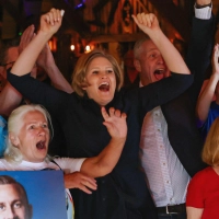 AfD-Wahlparty in Deggendorf. (Foto: Daniel Löb/dpa)
