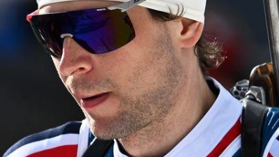 Sturla Holm Laegreid beim Training in Antholz. (Foto: Hendrik Schmidt/dpa)