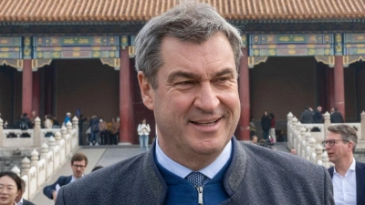 Markus Söder (CSU) bereist bis zum 28.03.2024 die Volksrepublik China. (Foto: Peter Kneffel/dpa)