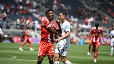 Kingsley Coman ist der erste Torschütze der neuen Club-WM. (Foto: Sven Hoppe/dpa)