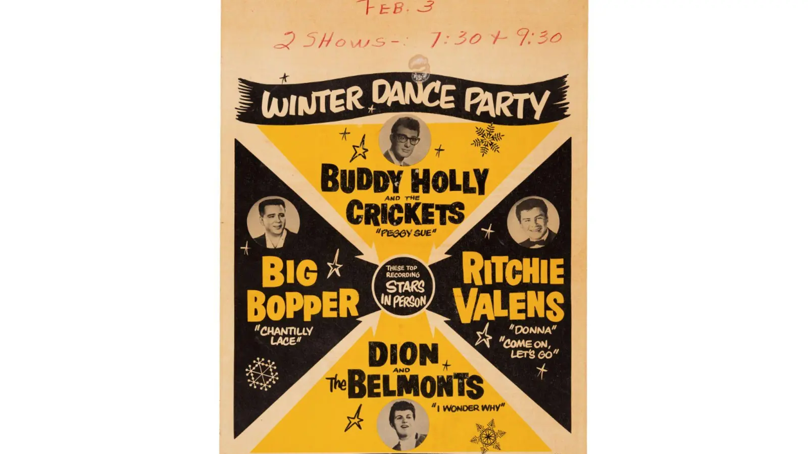 Ein Poster für ein Konzert mit Buddy Holly  hat bei einer Auktion in den USA 447 000 Dollar eingebracht. (Foto: Heritage Auctions/dpa)