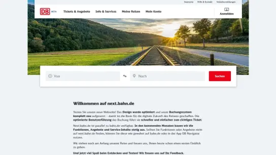What&#39;s next? - Die Bahn hat ihr neues Buchungssystem online gestellt. Ausprobieren erwünscht. (Foto: next.bahn.de/dpa-tmn)