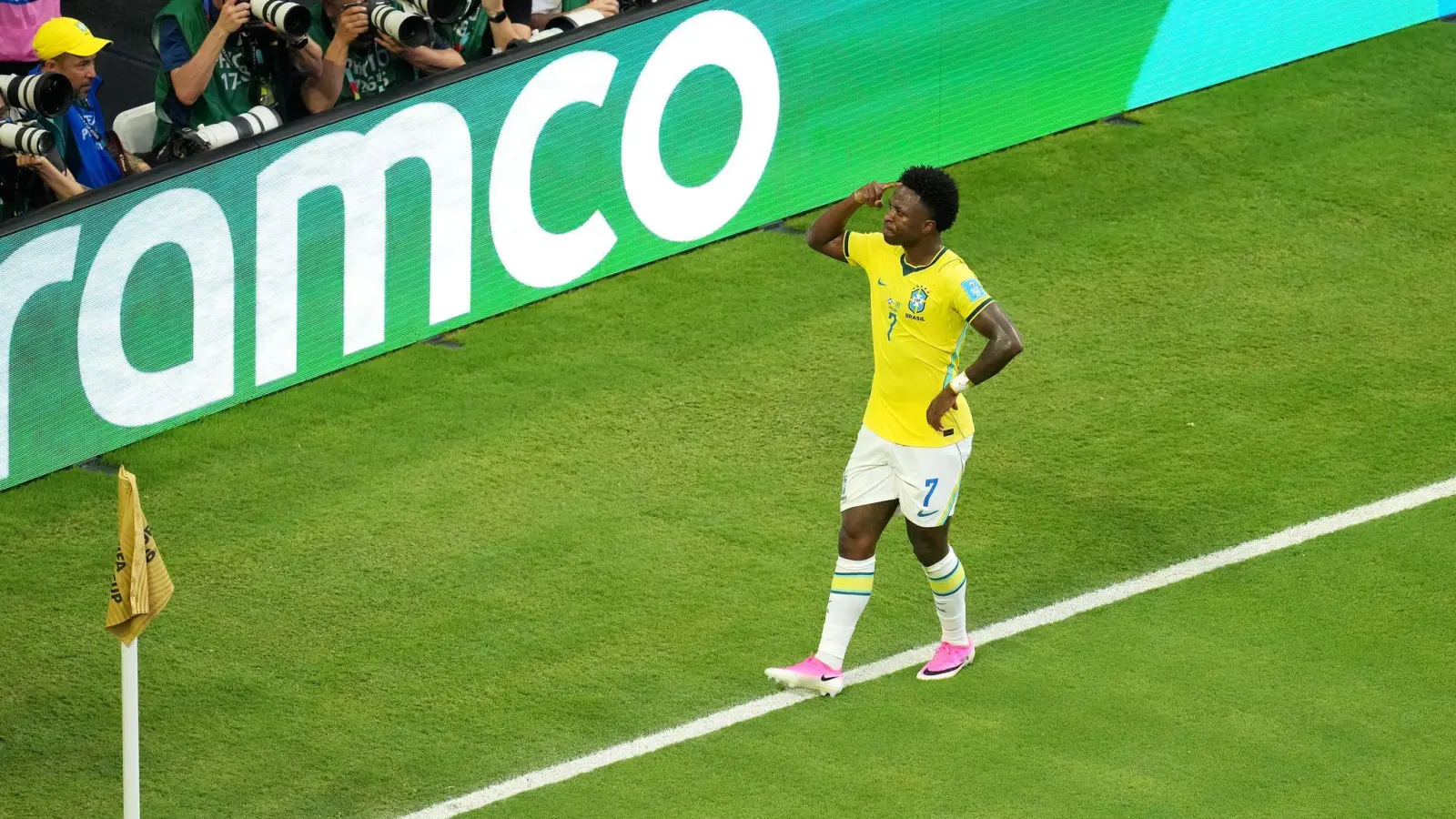 Vinicius Junior feierte zwei Tore für Brasilien. (Foto: Nick Potts/PA Wire/dpa)