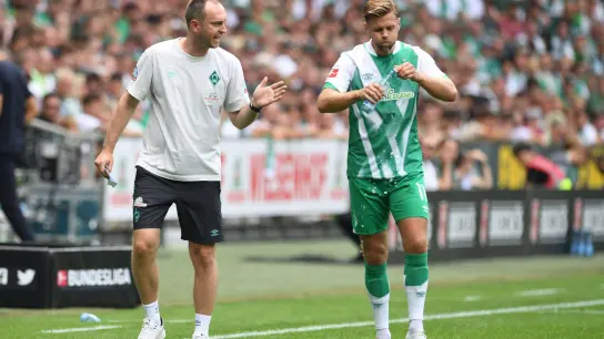 Werders Trainer Ole Werner (l) und Stürmer Niclas Füllkrug. (Foto: Carmen Jaspersen/dpa)