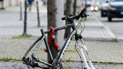 Von diesem angeketteten Fahrrad ist nicht mehr viel übrig geblieben. (Foto: Jens Kalaene/dpa-Zentralbild/dpa)