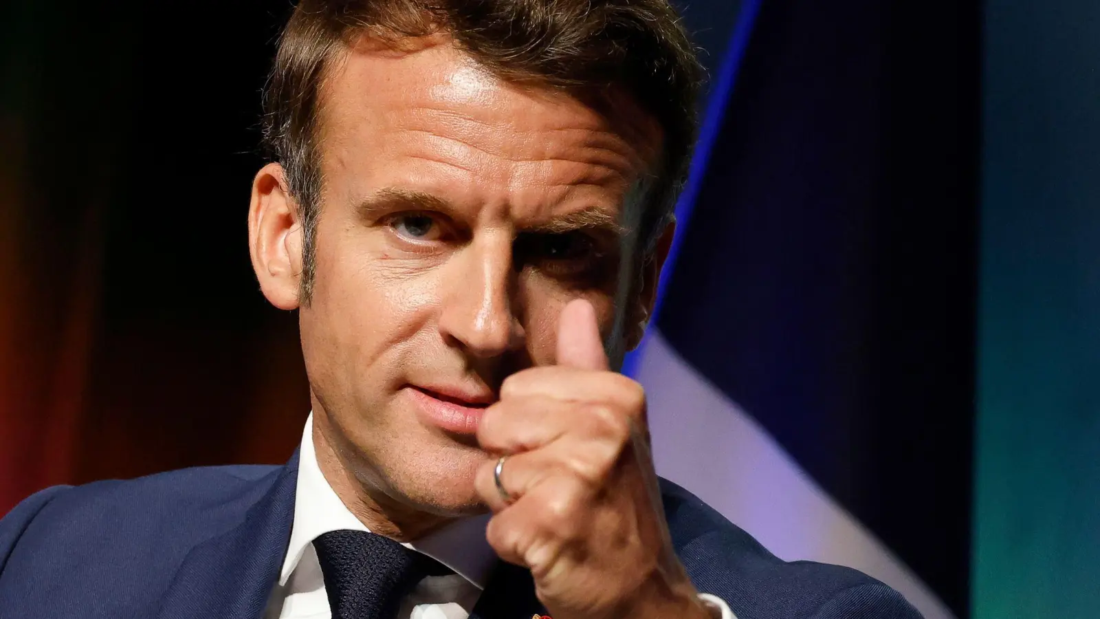 Frankreichs Präsident Emmanuel Macron während einer Veranstaltung in Paris. (Foto: Ludovic Marin/Pool AFP/AP/dpa)