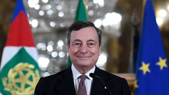 An diesem Sonntag feiert Draghi sein einjähriges Jubiläum als Ministerpräsident. (Foto: Alessandro Di Meo/Pool Ansa/ Lap/LaPresse via ZUMA Press/dpa)