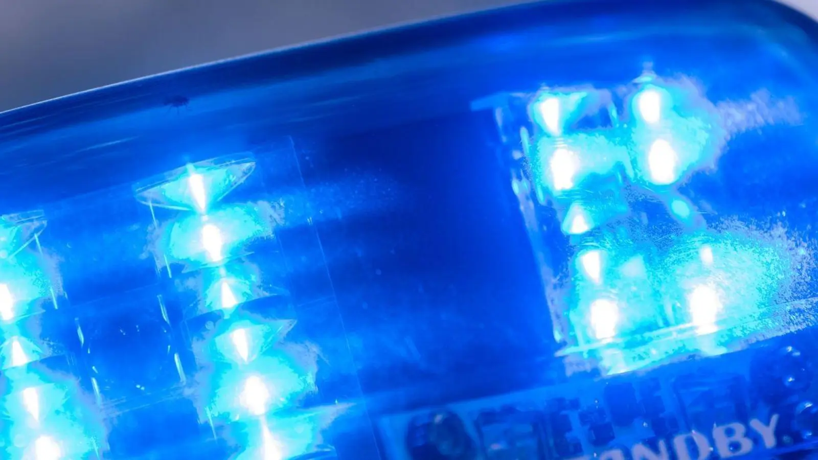 Blaulicht leuchtet an einem Polizeiauto. (Foto: Lino Mirgeler/dpa/Archivbild)
