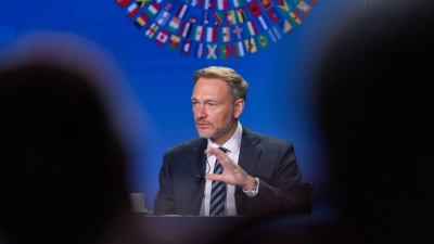 Christian Lindner (FDP), Bundesminister der Finanzen, spricht bei einer Pressekonferenz bei der Jahrestagung des Internationalen Währungsfonds und der Weltbank in Marrakesch. (Foto: Christophe Gateau/dpa)