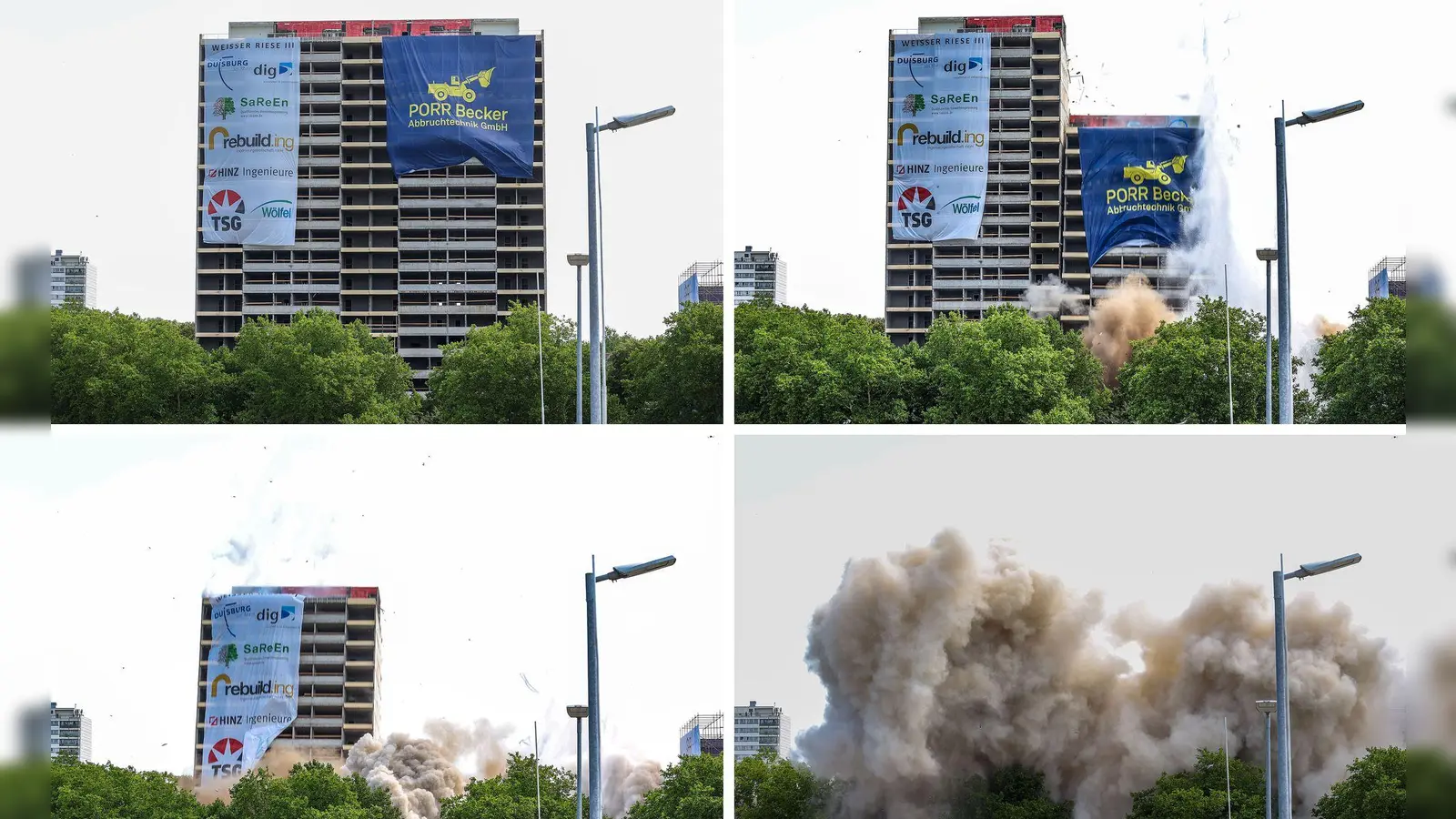 Die Sprengung verlief wie von der Stadt vorgesehen. (Foto: Christoph Reichwein/dpa)