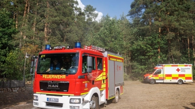 Ein Großaufgebot der Feuerwehr war bei dem Waldbrand bei Holzhammer im Einsatz.  (Foto: Daniel Karmann/dpa)