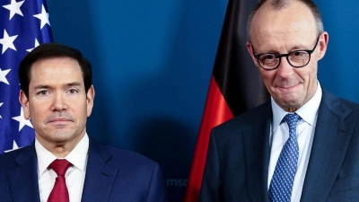 Kanzler Merz hat in München vorgelegt. Jetzt schauen alle auf die Rede von US-Außenminister Rubio. (Foto: Liesa Johannssen/Reuters/Pool/dpa)