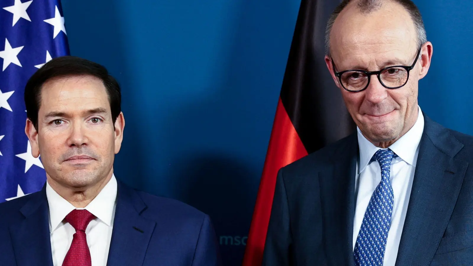 Kanzler Merz hat in München vorgelegt. Jetzt schauen alle auf die Rede von US-Außenminister Rubio. (Foto: Liesa Johannssen/Reuters/Pool/dpa)