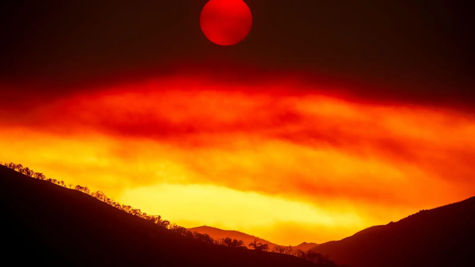 Der Rauch eines Feuers über dem Los Padres National Forest in Kalifornien. (Foto: Noah Berger/AP/dpa)