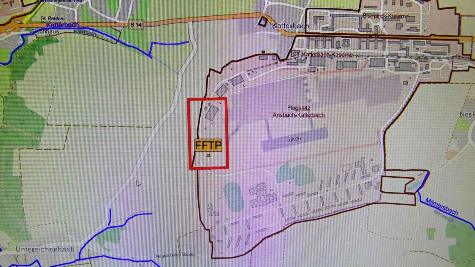 Diese Abbildung aus dem Endbericht zur Sanierungsplanung zeigt den vorgesehenen Standort der Abstromsicherung in der Kaserne in Katterbach. (Repro: Jim Albright)