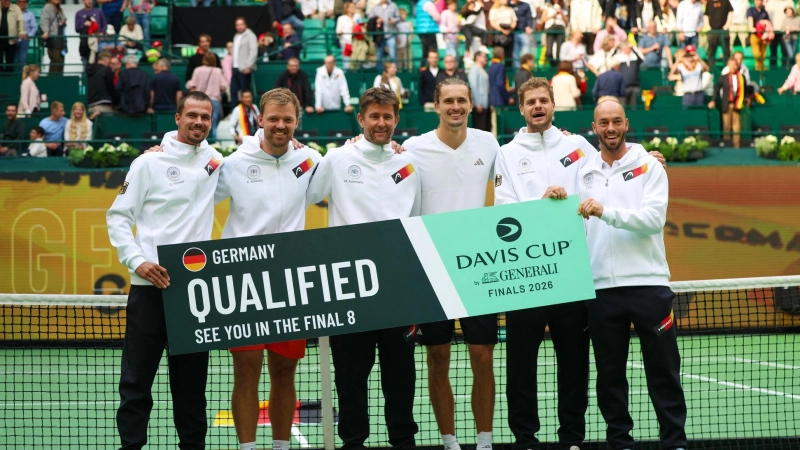 Das deutsche Davis-Cup-Team trifft im Viertelfinale auf Großbritannien. (Foto: Christoph Reichwein/dpa)