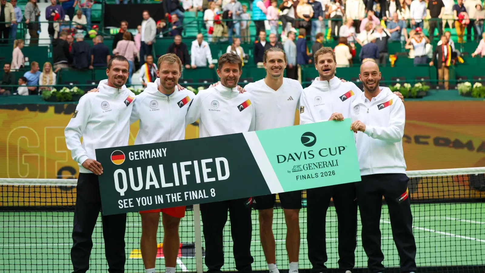 Das deutsche Davis-Cup-Team trifft im Viertelfinale auf Großbritannien. (Foto: Christoph Reichwein/dpa)