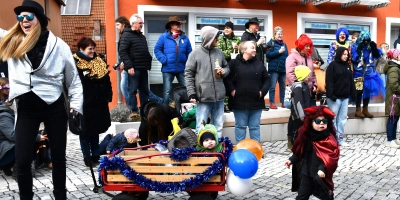 Mehr als 30 Fußgruppen zogen durch den Ort und sorgten gemeinsam mit den vielen Kostümierten im Publikum für ein buntes Bild.  (Foto: Gudrun Schwarz)