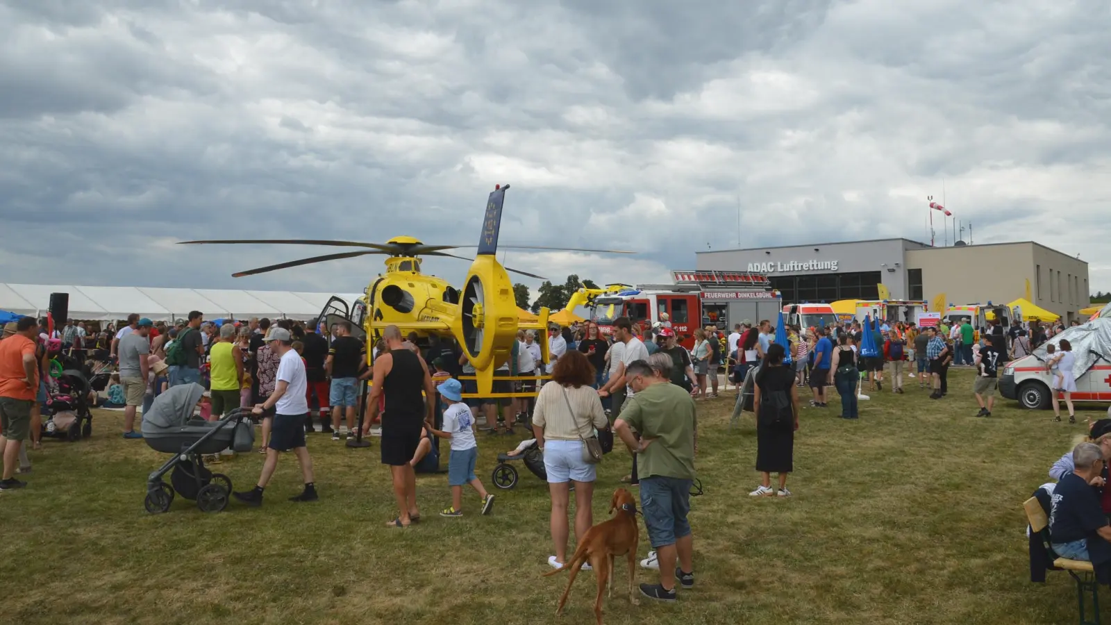 Am Tag der offenen Tür am Luftrettungsstandort Dinkelsbühl-Sinbronn war der gelbe Heli „Christoph 65” der Star. (Foto: Peter Tippl)