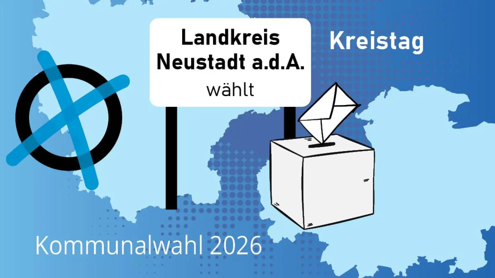 Im Landkreis Neustadt/Aisch-Bad Windsheim steht am 8. März 2026 die Wahl für einen neuen Kreistag an. (Grafik: Susanne Pöhlmann)