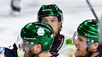Jubeln auch im dritten Duell: Die Eisbären Berlin (Foto: Uwe Anspach/dpa)