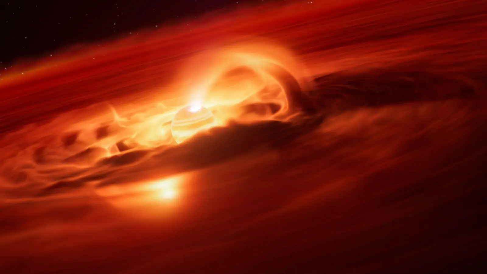 Sechs Milliarden Tonnen pro Sekunde: Dieser Planet ist wahrlich ein Gierschlund. (Foto: M. Kornmesser/ESO/L. Calçada/dpa)