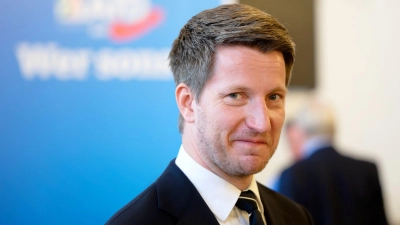 AfD-Landeschef Martin Vincentz während des Landesparteitags in Marl.  (Foto: Henning Kaiser/dpa)