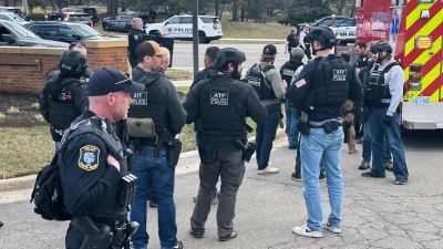 Goßeinsatz bei einer Synagoge in Michigan. (Foto: Corey Williams/AP/dpa)