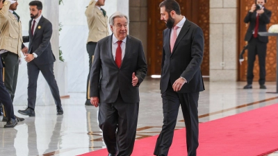 Guterres sagte, es sei eine bewusste Entscheidung gewesen, bis zum Sturz des Assad-Regimes nicht nach Syrien zu reisen.  (Foto: Mohammed Al Rifai/dpa)