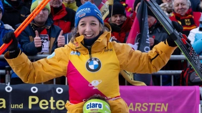 Franziska Preuß (hinten Mitte) kann nun doch nicht in München starten. (Archivbild) (Foto: Sven Hoppe/dpa)