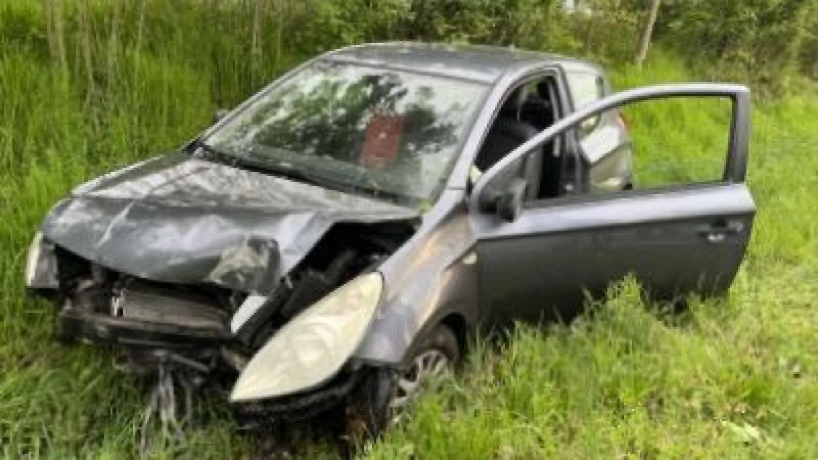 Mit leichten Verletzungen ist ein 27-Jähriger davongekommen, der mit seinem Auto einen Baum gerammt und entwurzelt hat. (Foto: Polizei)