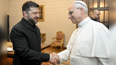 In Rom traf Selenskyj zunächst Papst Leo. (Foto: Vatican Media/IPA via ZUMA Press/dpa)