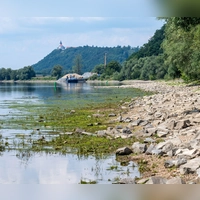Regenmangel macht sich am Donauufer bemerkbar. (Foto: Armin Weigel/dpa)