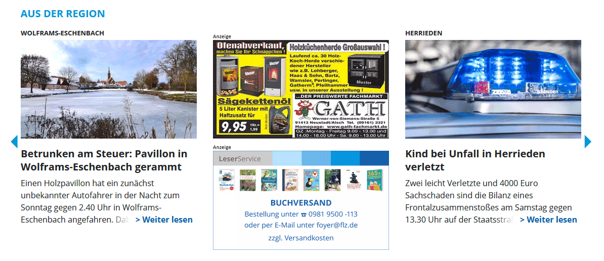 Button zwischen den Artikeln